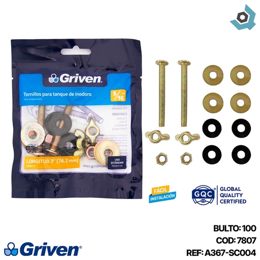 [7807] TORNILLOS PARA TANQUE DE INODORO GRIVEN