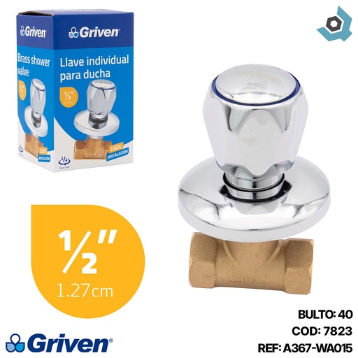 [7823] LLAVE PARA DUCHA 1/2" INDIVIDUAL GRIVEN