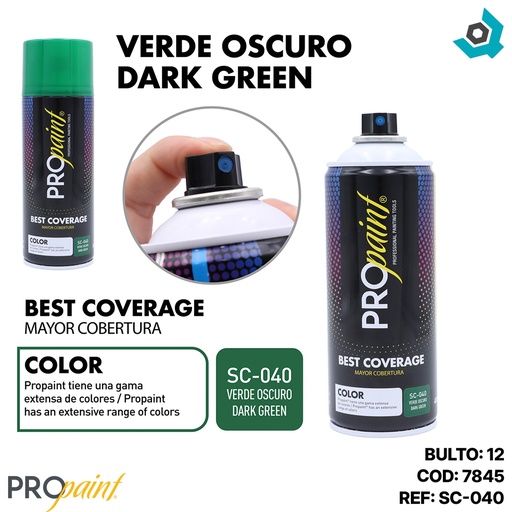 [7845] PINTURA EN SPRAY VERDE OSCURO PRO PAINT